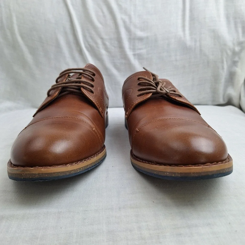 Shoes Synthetic Leather Freeman Brown 10.5W Cap Toe Oxford Layton Mens F220088